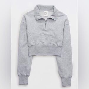 OFFLINE by Aerie Throw-Back Corset Cropped Quarter-Zip🩶